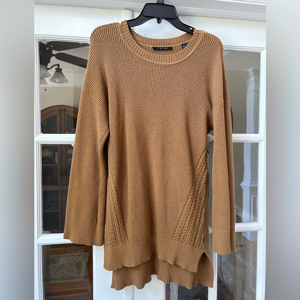 Tan sweater dress or oversized sweater